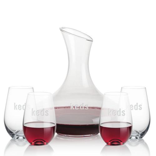 Corporate Recognition Gifts - Etched Barware - Innisfil Carafe & Boston Stemless Wine