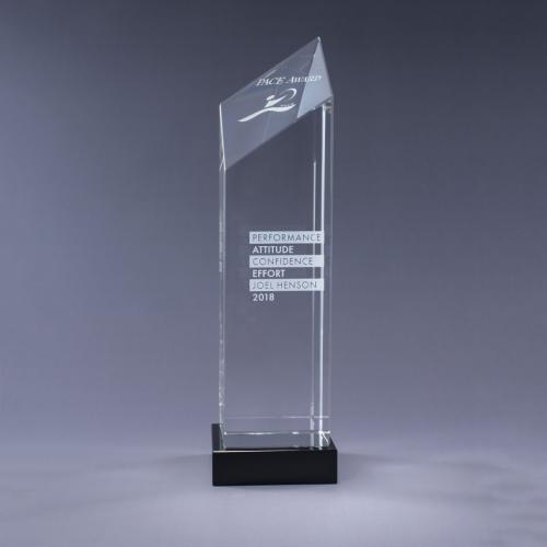 Corporate Awards - Crystal Awards - Diamond Awards - Encore Optical Crystal Diamond Tower with Black Base
