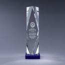 Optical Crystal Obelisk Prizma Award on Blue Base