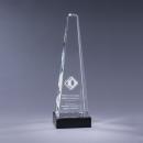 Clear Optical Crystal Obelisk Award on Black Base