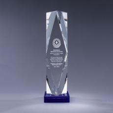 Employee Gifts - Optical Crystal Obelisk Prizma Award on Blue Base