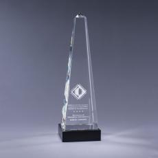 Employee Gifts - Clear Optical Crystal Obelisk Award on Black Base