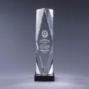 Optical Crystal Obelisk Prizma Award on Black Base