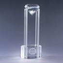 Sky Diamond Clear Optical Crystal Tower Award with Clear Diamond
