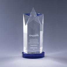 Employee Gifts - Optical Crystal Rising Star Tower Award on Blue Base