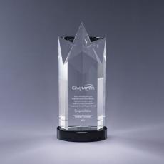 Employee Gifts - Optical Crystal Rising Star Tower Award on Black Base