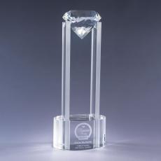 Employee Gifts - Sky Diamond Clear Optical Crystal Tower Award with Clear Diamond