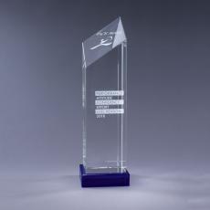 Employee Gifts - Encore Optical Crystal Diamond Tower with blue Base