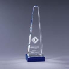 Employee Gifts - Optical Crystal Obelisk Award on Blue Base