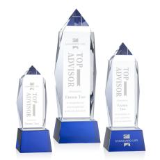 Employee Gifts - Bloomington Blue  on Base Obelisk Crystal Award