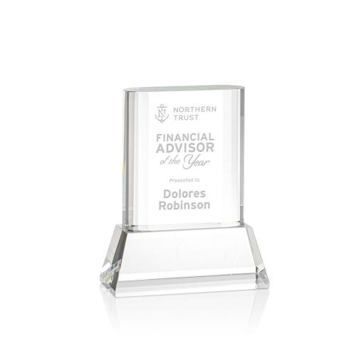 Corporate Awards - Merit Clear on Base Rectangle Crystal Award