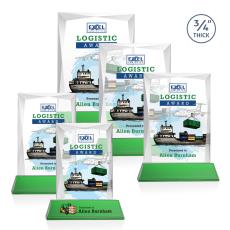 Employee Gifts - Messina on Newhaven Full Color Green Rectangle Crystal Award