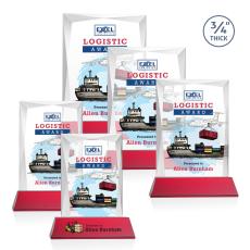 Employee Gifts - Messina on Newhaven Full Color Red Rectangle Crystal Award