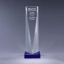 Optical Crystal Triangle Tower Award on Blue Base