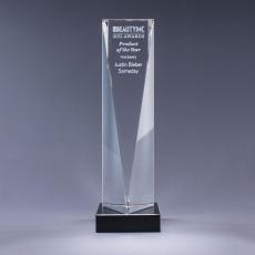 Employee Gifts - Optical Crystal Triangle Tower Award on Black Base