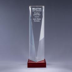 Employee Gifts - Optical Crystal Triangle Tower Award on Red Base