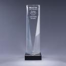Optical Crystal Triangle Tower Award on Black Base