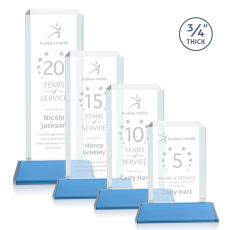 Employee Gifts - Dalton Sky Blue on Newhaven Rectangle Crystal Award