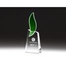 Optical Crystal Green Flame Award on Clear Base