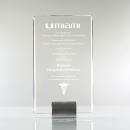 Optical Crystal Clear Vertical Rectangle Plaque on Metal Base