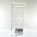 Optical Crystal Clear Vertical Rectangle Plaque on Metal Base