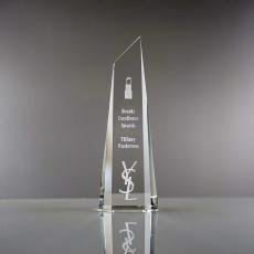 Employee Gifts - Clear Optical Crystal Polygon Obelisk Award