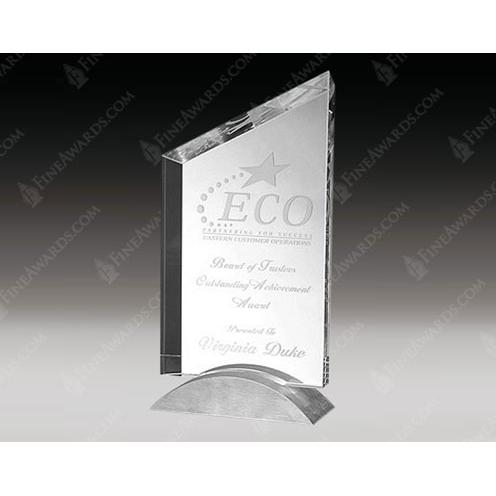 Corporate Awards - Crystal Awards - Clear Crystal Sail Award on Aluminum Base