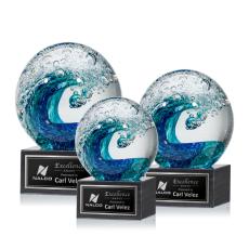 Employee Gifts - Surfside Spheres on Square Marble Glass Award