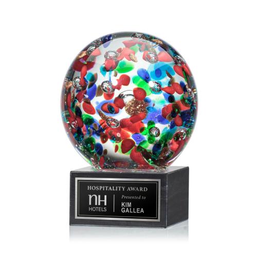 Corporate Awards - Glass Awards - Art Glass Awards - Fantasia Art Glass on Square Marble Award