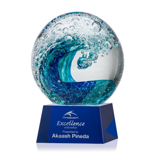 Corporate Awards - Glass Awards - Art Glass Awards - Surfside Art Glass on Robson Blue Award