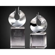 Employee Gifts - Chrome & Optical Crystal Solid Flame Award
