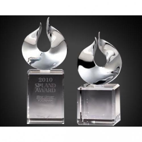 Corporate Awards - Crystal Awards - Flame Awards - Chrome & Optical Crystal Solid Flame Award
