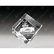 Employee Gifts - Clear Crystal 3D Cut Corner Cube