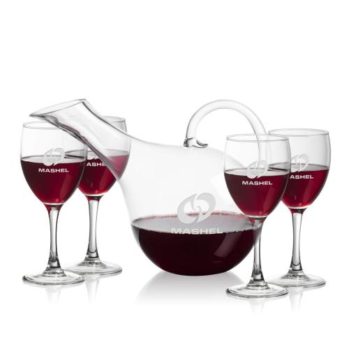 Corporate Recognition Gifts - Etched Barware - Medford Carafe & Canberry Wine