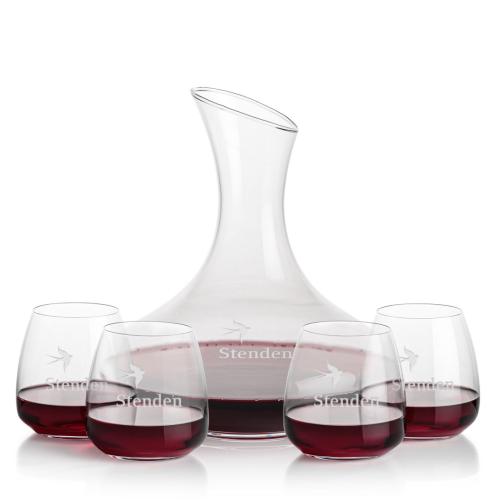 Corporate Recognition Gifts - Etched Barware - Innisfil Carafe & Hogarth Stemless Wine