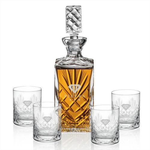 Corporate Recognition Gifts - Etched Barware - Cavanaugh Square Decanter Set