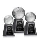 Golf Ball Spheres on Tall Marble Base Crystal Award