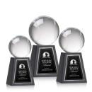 Baseball Spheres on Tall Marble Base Crystal Award
