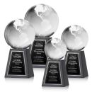 Globe Spheres on Tall Marble Base Crystal Award