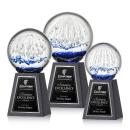 Starburst Spheres on Tall Marble Base Glass Award