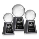 Pickleball Spheres on Tall Marble Base Crystal Award