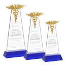 Caduceus Blue on Hartford Base Abstract / Misc Crystal Award