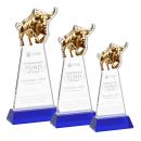 Raging Bull Blue on Hartford Base Animals Crystal Award