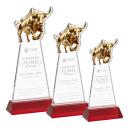 Raging Bull Red on Hartford Base Animals Crystal Award