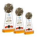 Fire Dept Full Color Amber on Alberton Base Abstract / Misc Crystal Award