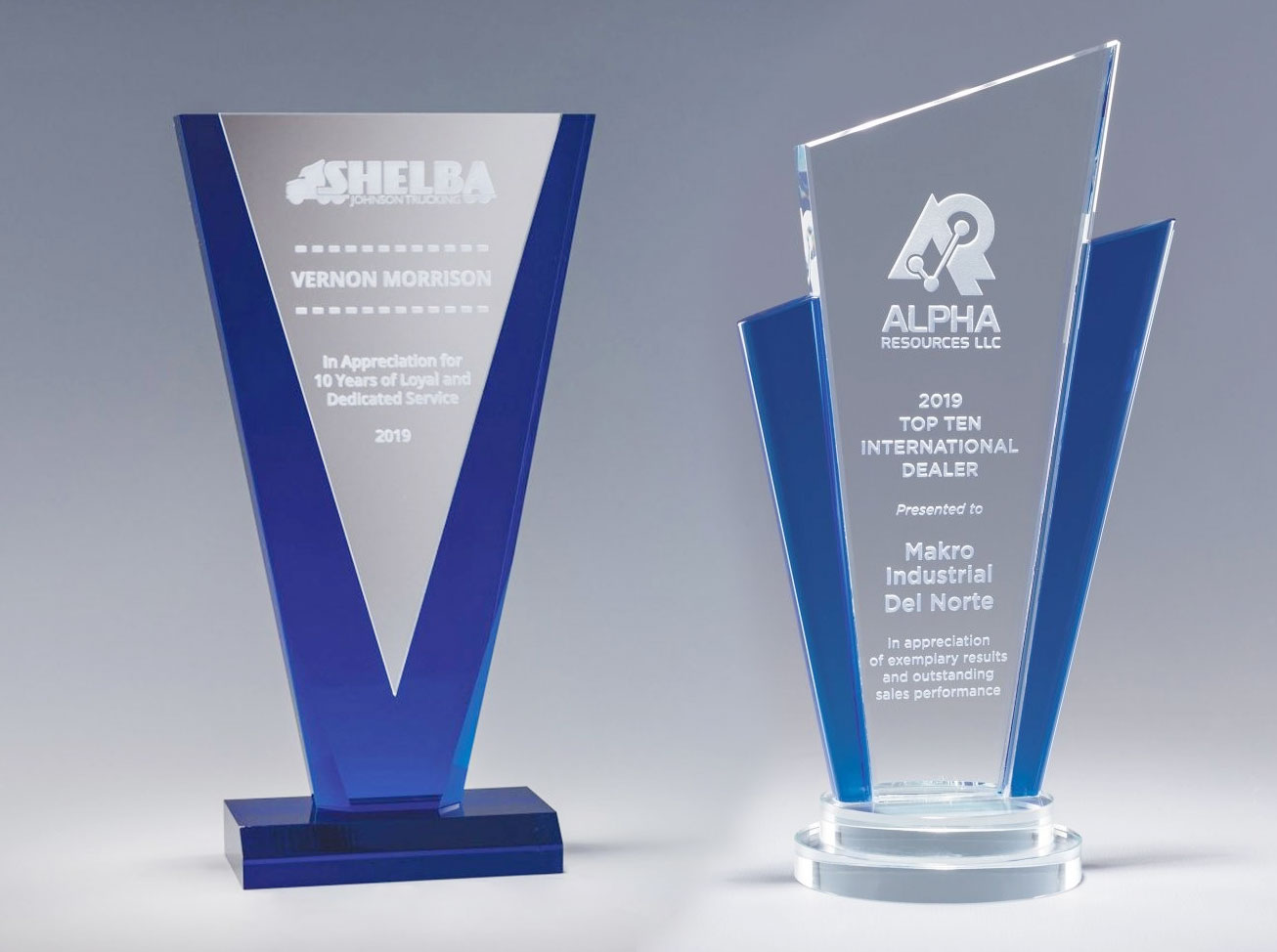 Showing the Difference Between Crystal, Glass and Acrylic Awards